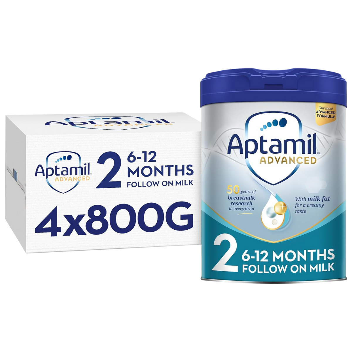 Aptamil Advanced 2 Follow On Baby Milk Powder Formula, 6-12 Months, 800g (Pack of 4)