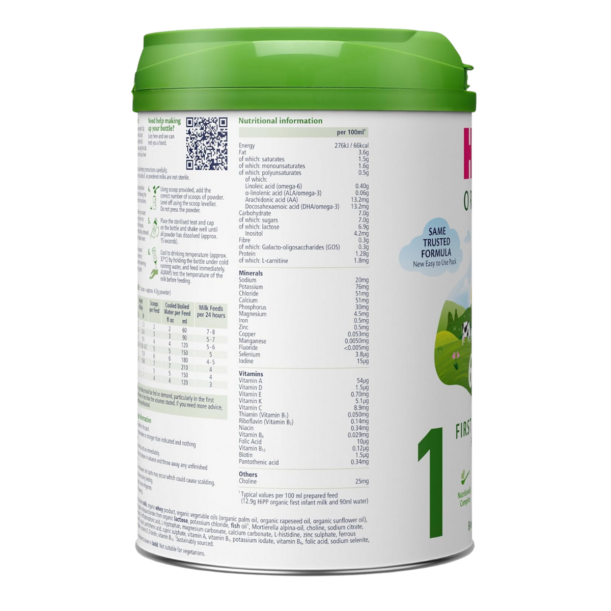 HiPP Organic 1 First Infant Baby Milk Powder Formula, 1st stage, 800g (Pack of 6)