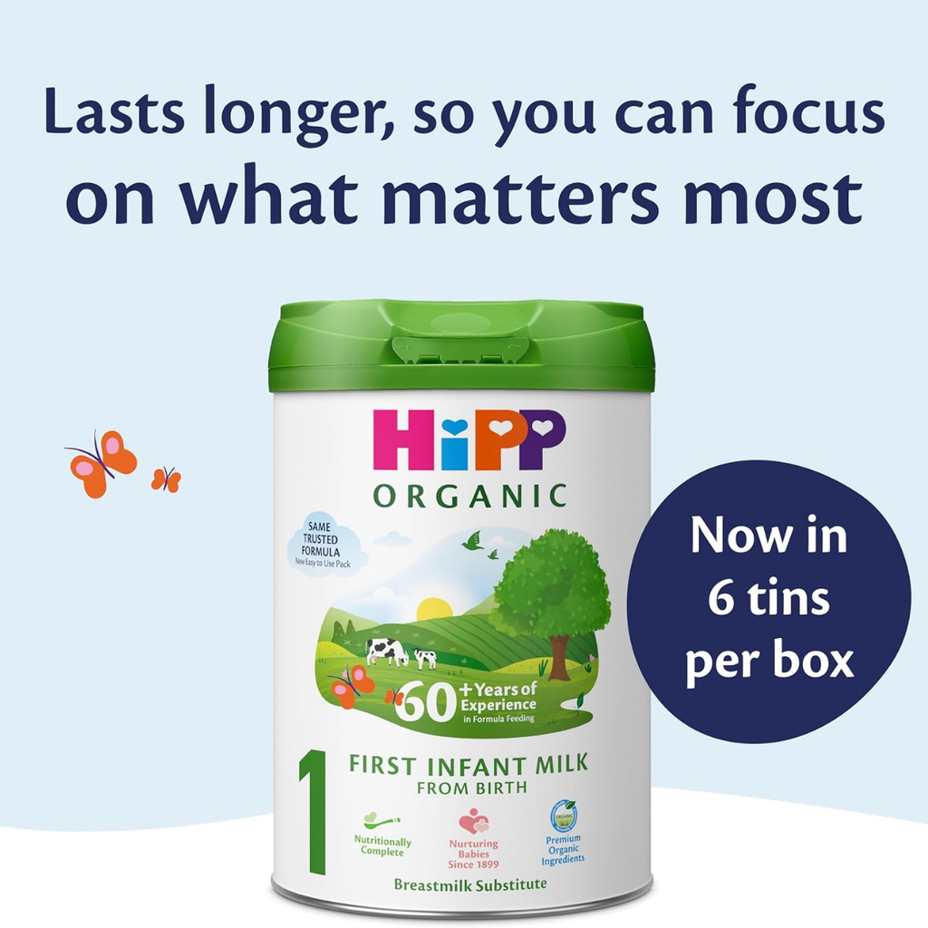 HiPP Organic 1 First Infant Baby Milk Powder Formula, 1st stage, 800g (Pack of 6)