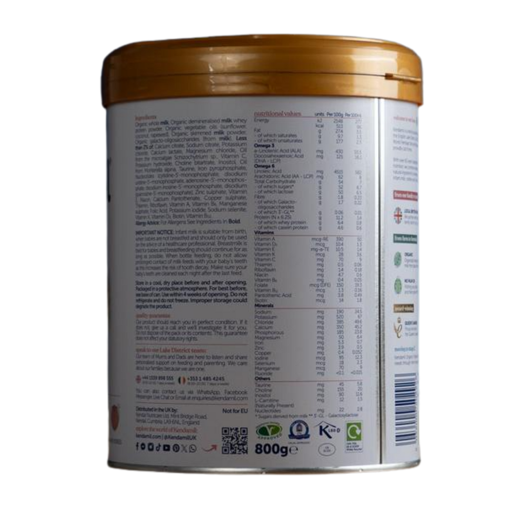 Kendamil Organic Stage 1 First Infant Milk Formula – 800g (4 pieces)